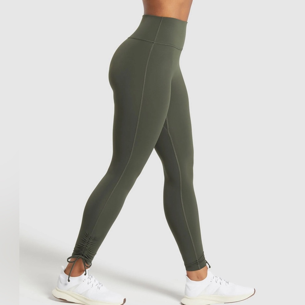 Gymshark Ribbon Ankle Olive Green Leggings - Picture 2 of 10
